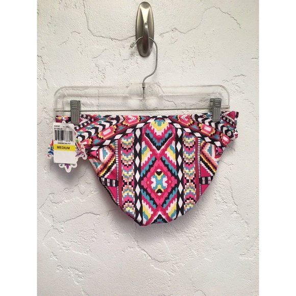 Becca Swim by Rebecca Virtue Colorful Abstract Geo Print Bikini Bottoms NWT M